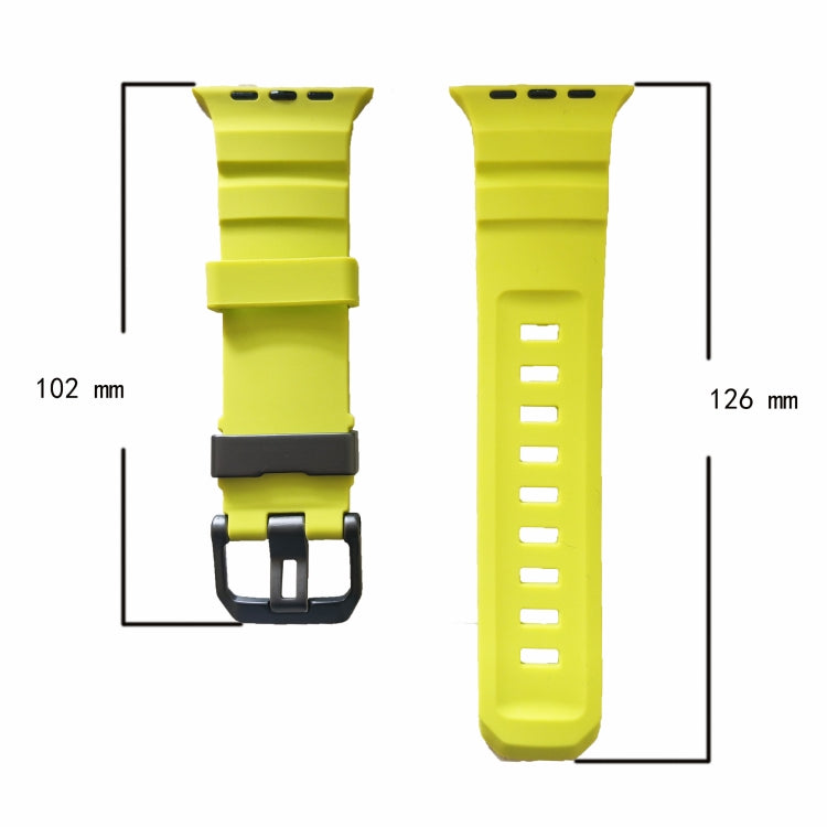 For Apple Watch 46mm / 49mm / 45mm / 44mm Wild Path Black Buckle Thickened Silicone Watch Band(Orange)