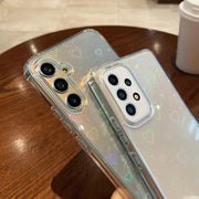 For Samsung Galaxy S25 5G Laser Heart Clear TPU Shockproof Phone Case(Transparent White)