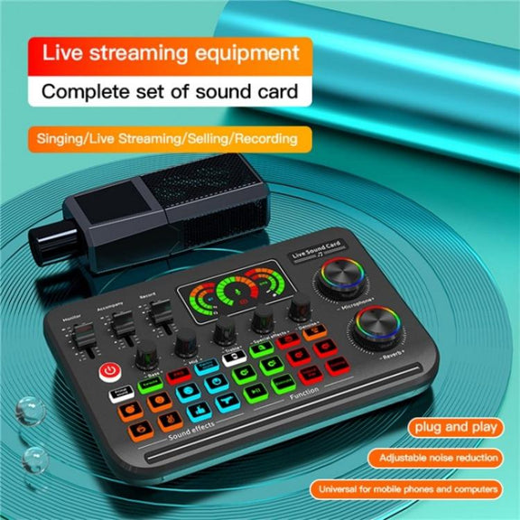 F996 Max Live Streaming / Gaming / Singing Audio Mixer USB Microphone Sound Card
