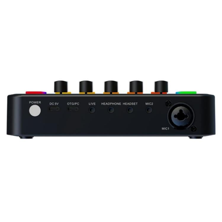 F9 48V Live Streaming Sound Card Audio Mixer Power Voice Changer with RGB Light(White)
