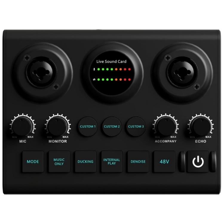 F10 48V Live Streaming Sound Card Audio Mixer Phantom Power Mixer