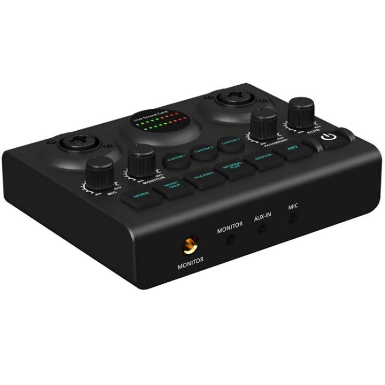 F10 48V Live Streaming Sound Card Audio Mixer Phantom Power Mixer