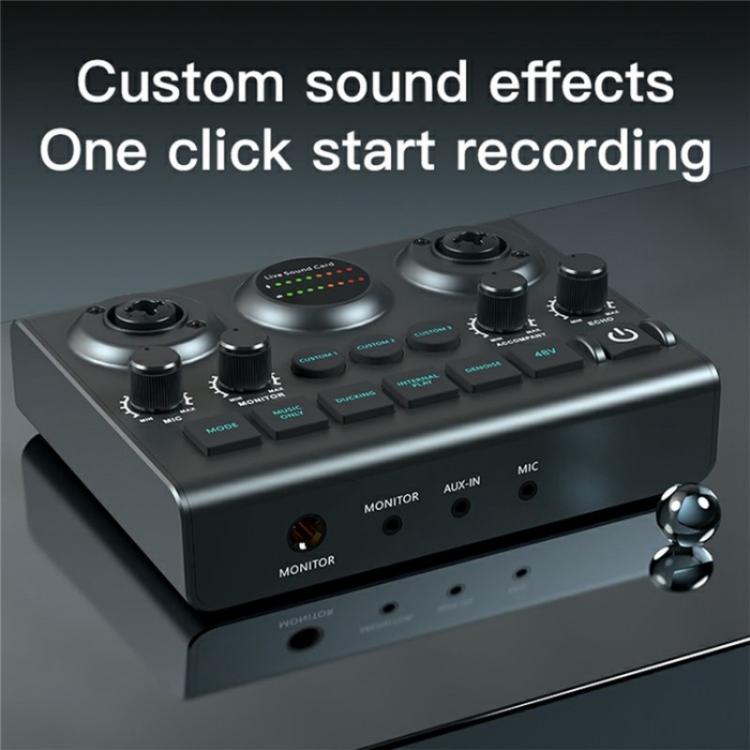 F10 48V Live Streaming Sound Card Audio Mixer Phantom Power Mixer