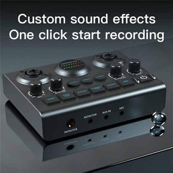 F10 48V Live Streaming Sound Card Audio Mixer Phantom Power Mixer