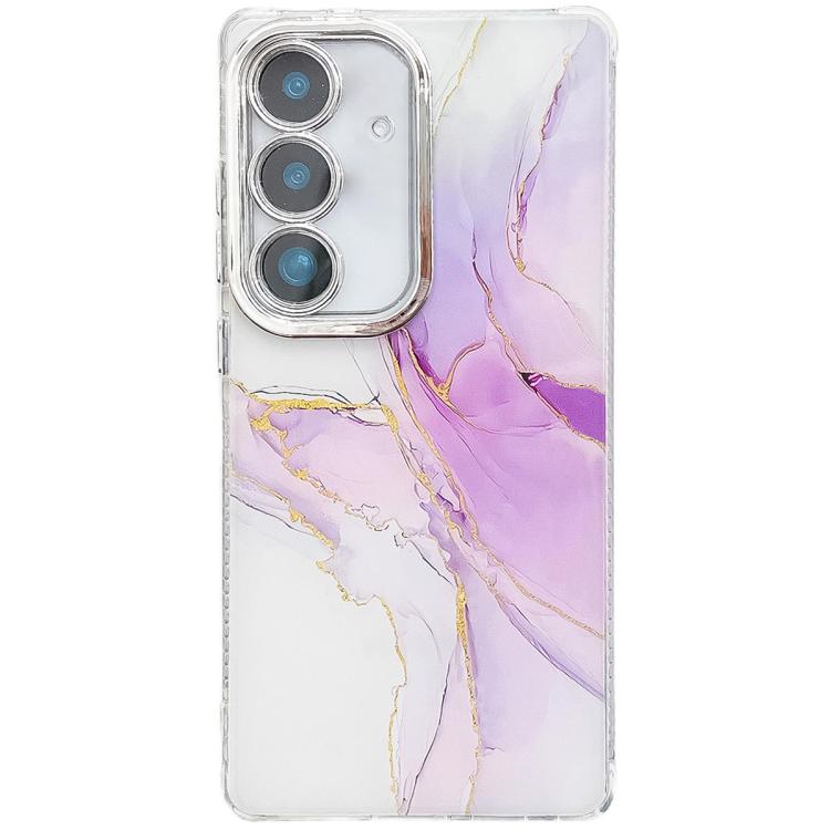 For Samsung Galaxy S25 5G Electroplated Marble Texture Phone Case(Light Purple M6)