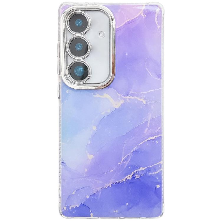 For Samsung Galaxy S25 5G Electroplated Marble Texture Phone Case(Blue Purple M10)