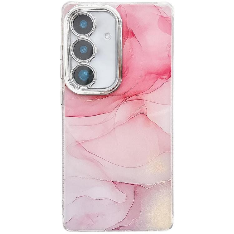 For Samsung Galaxy S25+ 5G Electroplated Marble Texture Phone Case(Pink M2)