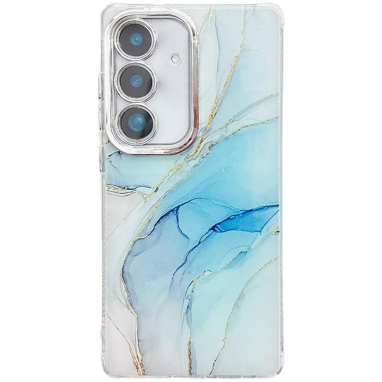 For Samsung Galaxy S25+ 5G Electroplated Marble Texture Phone Case(Light Blue M5)