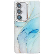 For Samsung Galaxy S25+ 5G Electroplated Marble Texture Phone Case(Light Blue M5)