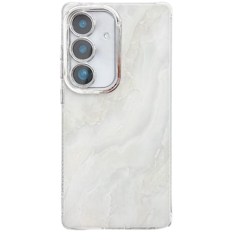 For Samsung Galaxy S25+ 5G Electroplated Marble Texture Phone Case(White M8)