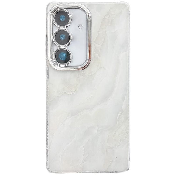 For Samsung Galaxy S25+ 5G Electroplated Marble Texture Phone Case(White M8)