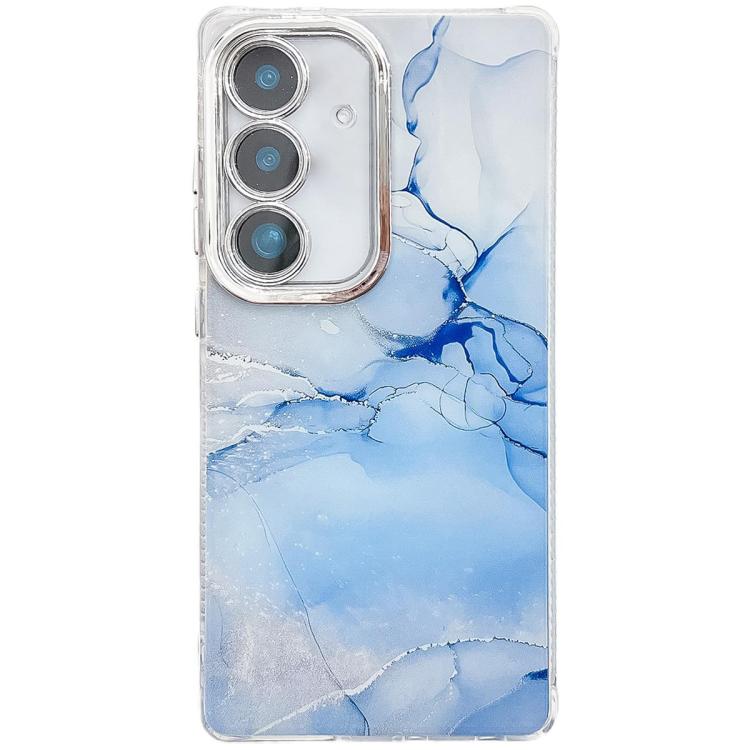 For Samsung Galaxy S25+ 5G Electroplated Marble Texture Phone Case(Blue M11)