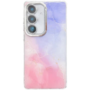 For Samsung Galaxy S25+ 5G Electroplated Marble Texture Phone Case(Purple Pink M14)