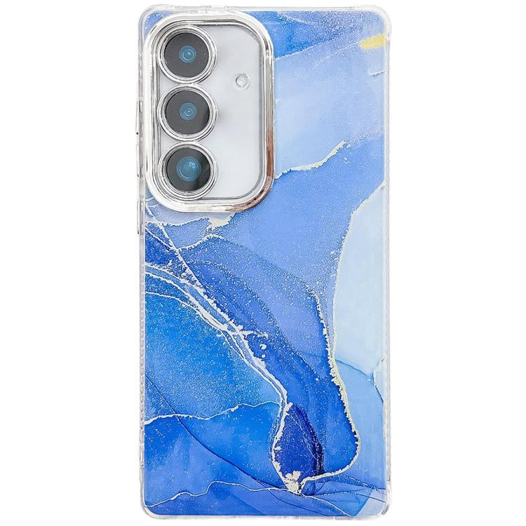 For Samsung Galaxy S25+ 5G Electroplated Marble Texture Phone Case(Dark Blue M16)