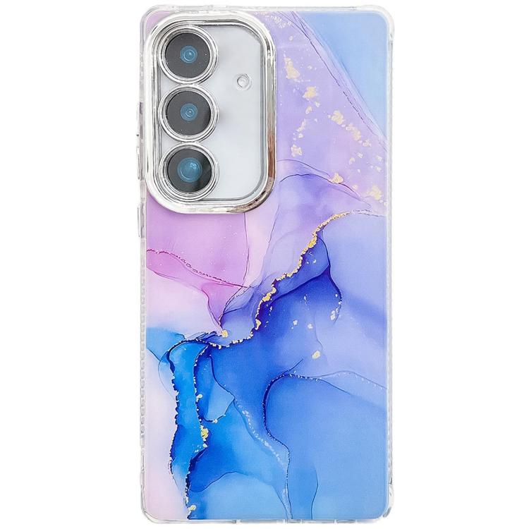 For Samsung Galaxy S25+ 5G Electroplated Marble Texture Phone Case(Purple Blue M18)