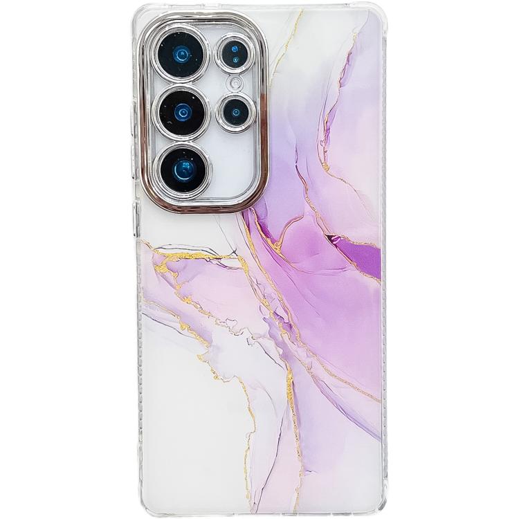 For Samsung Galaxy S25 Ultra 5G Electroplated Marble Texture Phone Case(Light Purple M6)