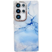 For Samsung Galaxy S25 Ultra 5G Electroplated Marble Texture Phone Case(Blue M11)