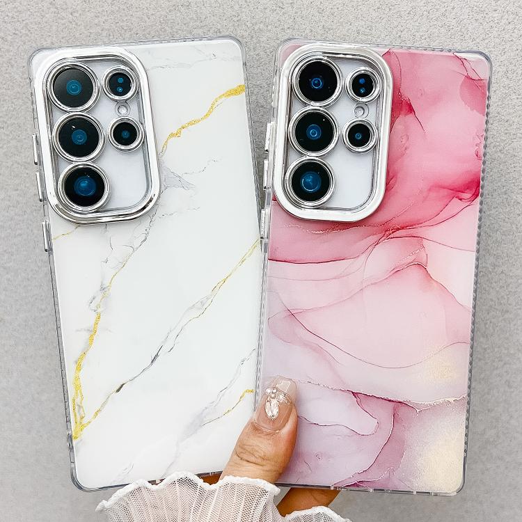 For Samsung Galaxy S25 Ultra 5G Electroplated Marble Texture Phone Case(Red M7)