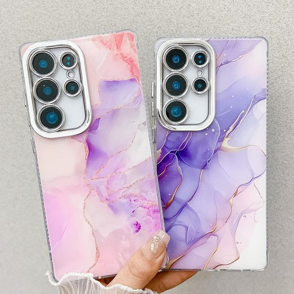 For Samsung Galaxy S25+ 5G Electroplated Marble Texture Phone Case(Blue Green M9)