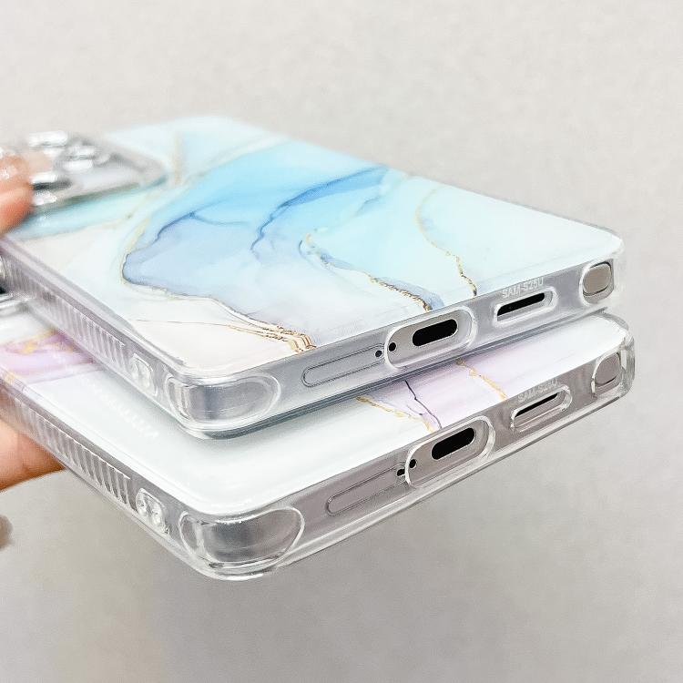 For Samsung Galaxy S25+ 5G Electroplated Marble Texture Phone Case(White M8)