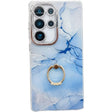 For Samsung Galaxy S25 Ultra 5G Electroplated Marble Texture Ring Holder Phone Case(Blue S11) - Galaxy S25 Ultra 5G Cases by PMC Jewellery | Online Shopping South Africa | PMC Jewellery | Buy Now Pay Later Mobicred