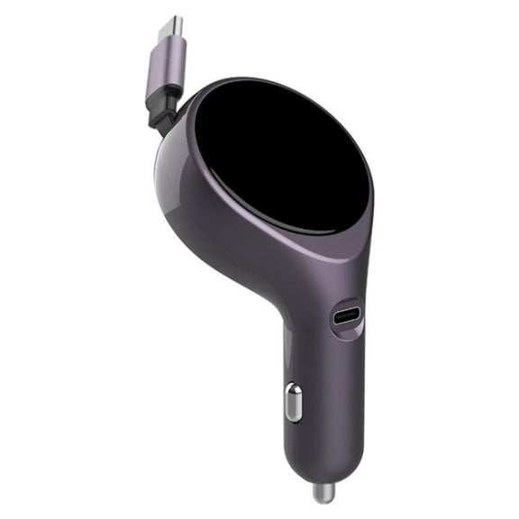 K1 With Retractable Cable Car Charger Type-C PD 20W Fast Charging Adapter