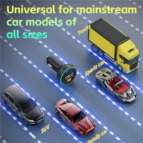 C9 Digital Display FM Transmitter Multifunctional Bluetooth Car MP3 Player USB Type-C Charger