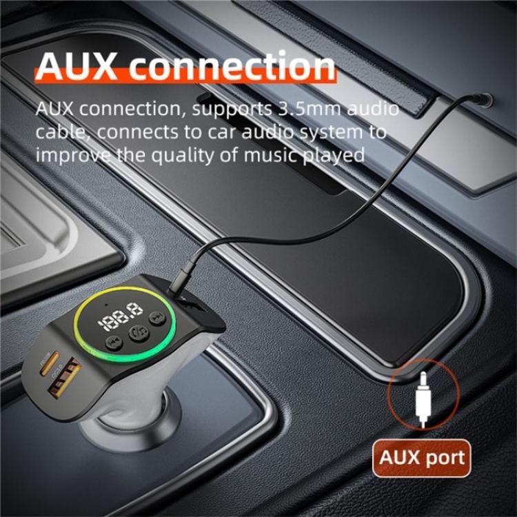 C8 Bluetooth 5.3 Receiver Hands-Free Calling with AUX Port Dual USB Port Car Charger(Grey)