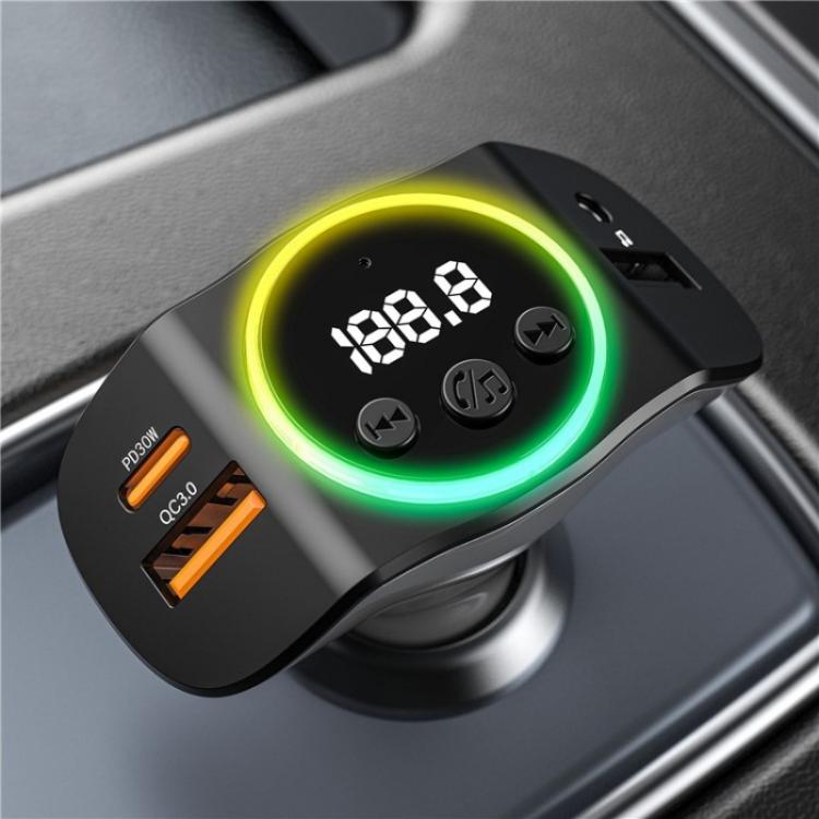 C8 Bluetooth 5.3 Receiver Hands-Free Calling with AUX Port Dual USB Port Car Charger(Grey)