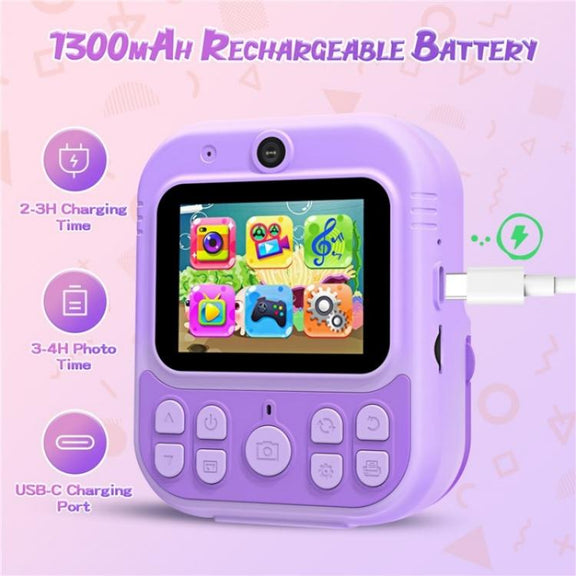 E8 2.4 Inch Screen Photo Printing Video Recorder Multifunctional Kids Dual Lens Camera(Blue)