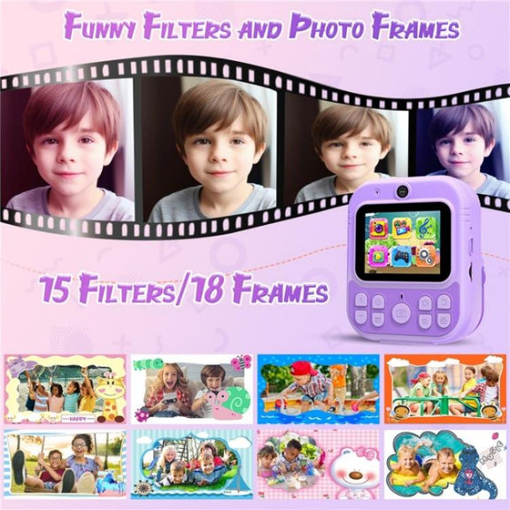 E8 2.4 Inch Screen Photo Printing Video Recorder Multifunctional Kids Dual Lens Camera(Purple)