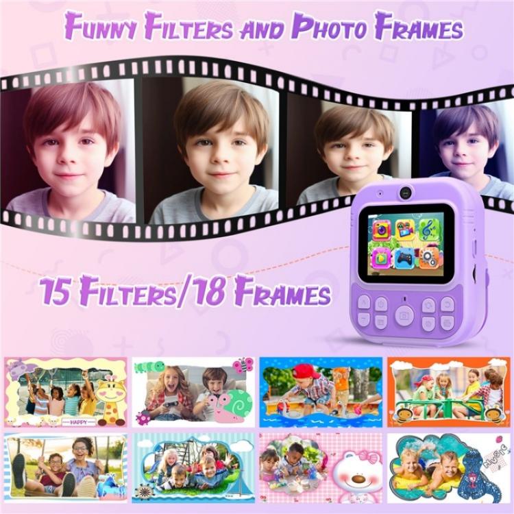 E8 2.4 Inch Screen Photo Printing Video Recorder Multifunctional Kids Dual Lens Camera(Purple)