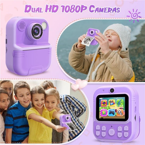 E8 2.4 Inch Screen Photo Printing Video Recorder Multifunctional Kids Dual Lens Camera(Pink)