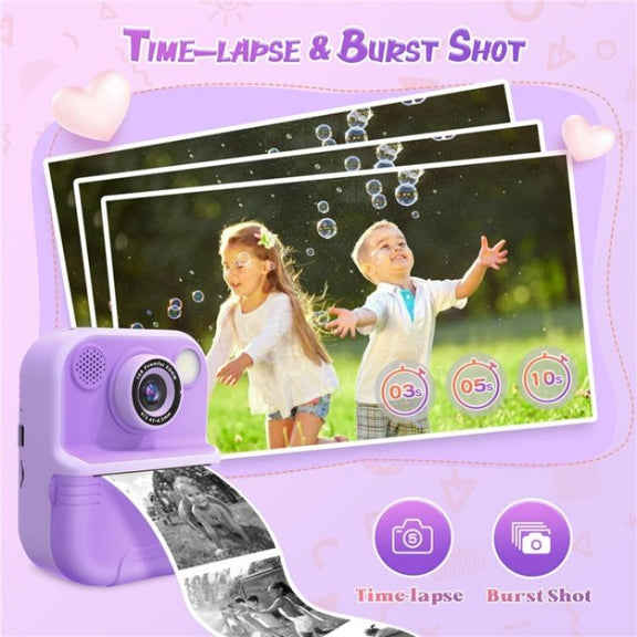 E8 2.4 Inch Screen Photo Printing Video Recorder Multifunctional Kids Dual Lens Camera(Pink)