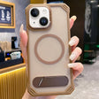For iPhone 13 Skin Feel Frameless MagSafe PC Phone Case with Fold Holder(Desert Gold) - iPhone 13 Cases by PMc TechLife | Online Shopping South Africa | PMc TechLife | Buy Now Pay Later Mobicred