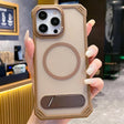 For iPhone 14 Pro Max Skin Feel Frameless MagSafe PC Phone Case with Fold Holder(Desert Gold) - iPhone 14 Pro Max Cases by PMc TechLife | Online Shopping South Africa | PMc TechLife | Buy Now Pay Later Mobicred