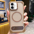 For iPhone 16 Plus Skin Feel Frameless MagSafe PC Phone Case with Fold Holder(Desert Gold) - iPhone 16 Plus Cases by PMc TechLife | Online Shopping South Africa | PMc TechLife | Buy Now Pay Later Mobicred