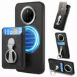For Huawei Mate 70 Retro Folding Ring Holder Card Bag MagSafe Phone Case(Black) - Huawei Cases by PMC TechLife | Online Shopping South Africa | PMC TechLife | Buy Now Pay Later Mobicred