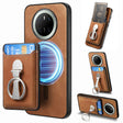 For Huawei Mate 70 Retro Folding Ring Holder Card Bag MagSafe Phone Case(Brown) - Huawei Cases by PMC TechLife | Online Shopping South Africa | PMC TechLife | Buy Now Pay Later Mobicred