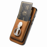 For Huawei Mate 70 Retro Folding Ring Holder Card Bag MagSafe Phone Case(Brown)
