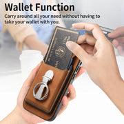 For Huawei Mate 70 Retro Folding Ring Holder Card Bag MagSafe Phone Case(Brown)