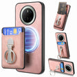 For Huawei Mate 70 Retro Folding Ring Holder Card Bag MagSafe Phone Case(Pink) - Huawei Cases by PMC TechLife | Online Shopping South Africa | PMC TechLife | Buy Now Pay Later Mobicred