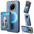 For Huawei Mate 70 Retro Folding Ring Holder Card Bag MagSafe Phone Case(Blue) - Huawei Cases by PMC TechLife | Online Shopping South Africa | PMC TechLife | Buy Now Pay Later Mobicred