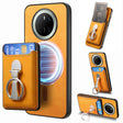 For Huawei Mate 70 Pro Retro Folding Ring Holder Card Bag MagSafe Phone Case(Yellow) - Huawei Cases by PMC TechLife | Online Shopping South Africa | PMC TechLife | Buy Now Pay Later Mobicred