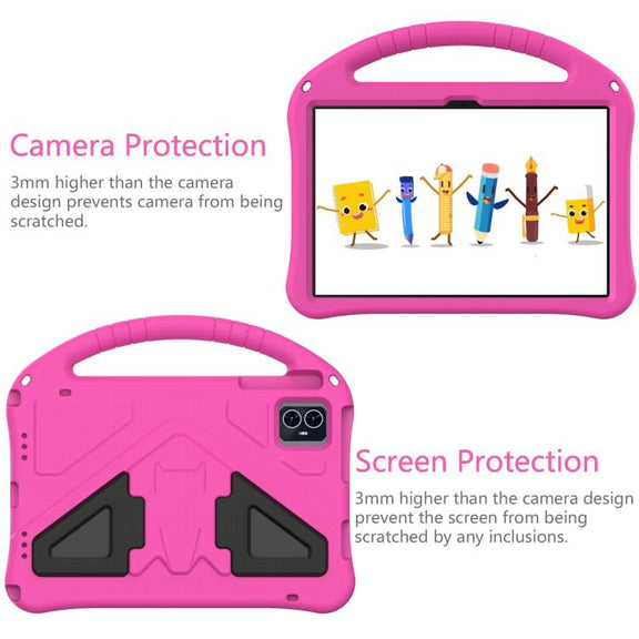 For onn. 10.1 Tablet Gen 4 2024 EVA Shockproof Tablet Case with Holder(RoseRed)