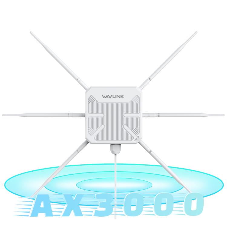 WAVLINK WN588HX3 AX3000 Outdoor WiFi Extender with 6 Antennas Dual Band WiFi Repeater, Plug:AU Plug