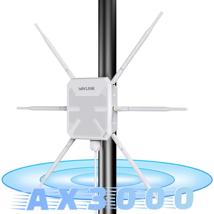 WAVLINK WN588HX3 AX3000 Outdoor WiFi Extender with 6 Antennas Dual Band WiFi Repeater, Plug:EU Plug