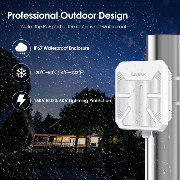 WAVLINK WN573HP3 Built-In 12dBi Directional Antenna Outdoor AX3000 Dual Band Repeater, Plug:EU Plug