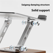 J27 Desktop Foldable Rotating Wooden Base Tablets Laptops Metal Cooling Holder(Grey)