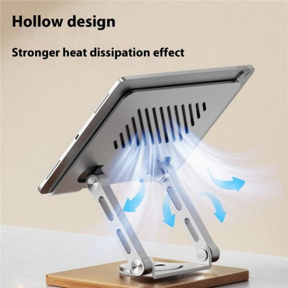 J27 Desktop Foldable Rotating Wooden Base Tablets Laptops Metal Cooling Holder(Grey)